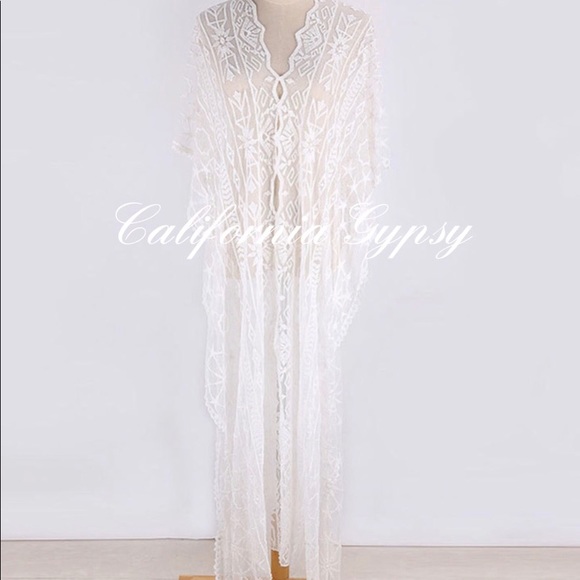 Kaftan Vintage Lace Bohemian Gypsy Coverup - Picture 2 of 12
